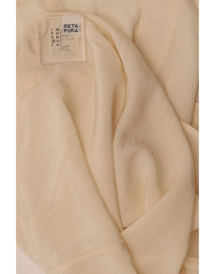 Vintage Damen Crop Ärmelloses Blusentop UK 14 Große cremefarbene Seide