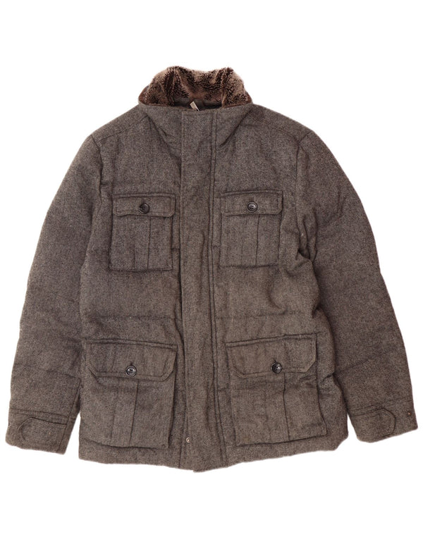 Michael Kors Herren Wattierte Jacke UK 40 Large Grau Polyester