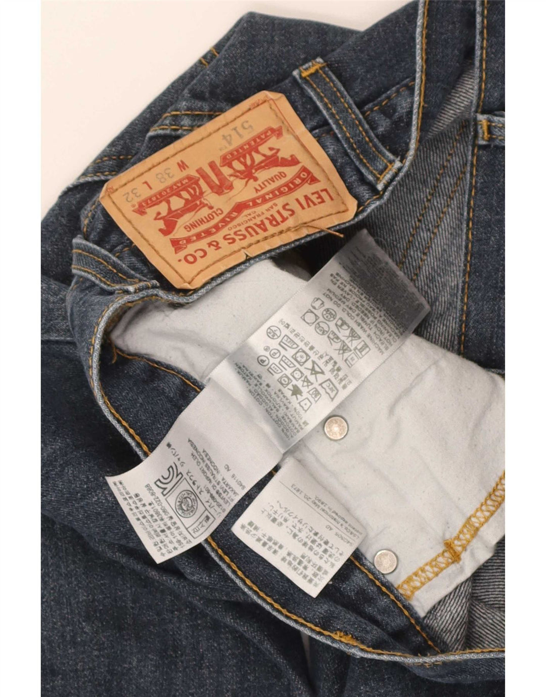 Levi's Herren 514 Straight Jeans W38 L32 Blaue Baumwolle