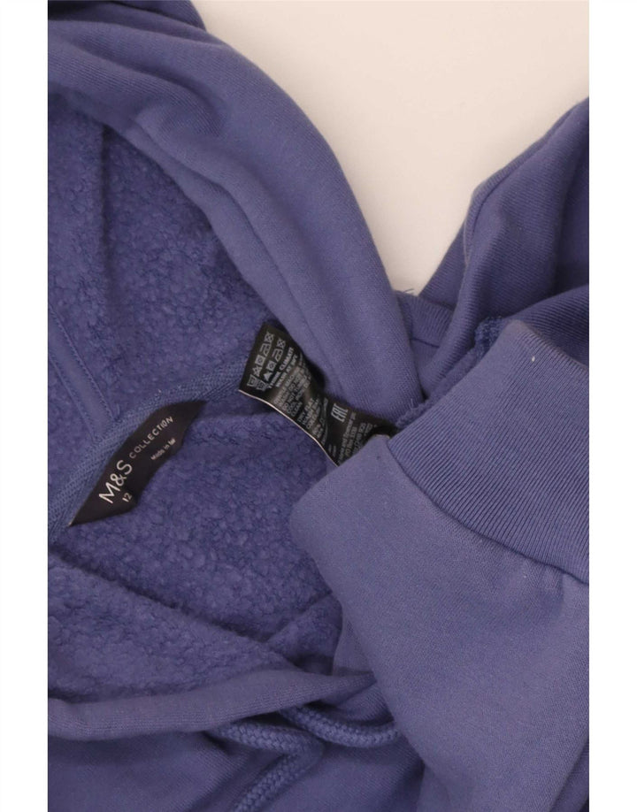 Marks & Spencer Damen Kapuzenpullover UK 12 Mittelblaue Baumwolle