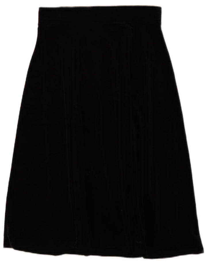 Marks & Spencer Damen-Samt-A-Linien-Rock UK 12 Medium W30 Schwarz