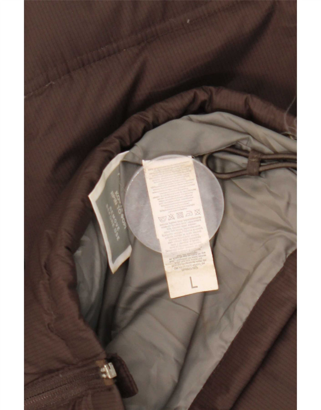Vintage gepolsterte Herrenjacke mit Kapuze, UK 40, großes braunes Polyamid