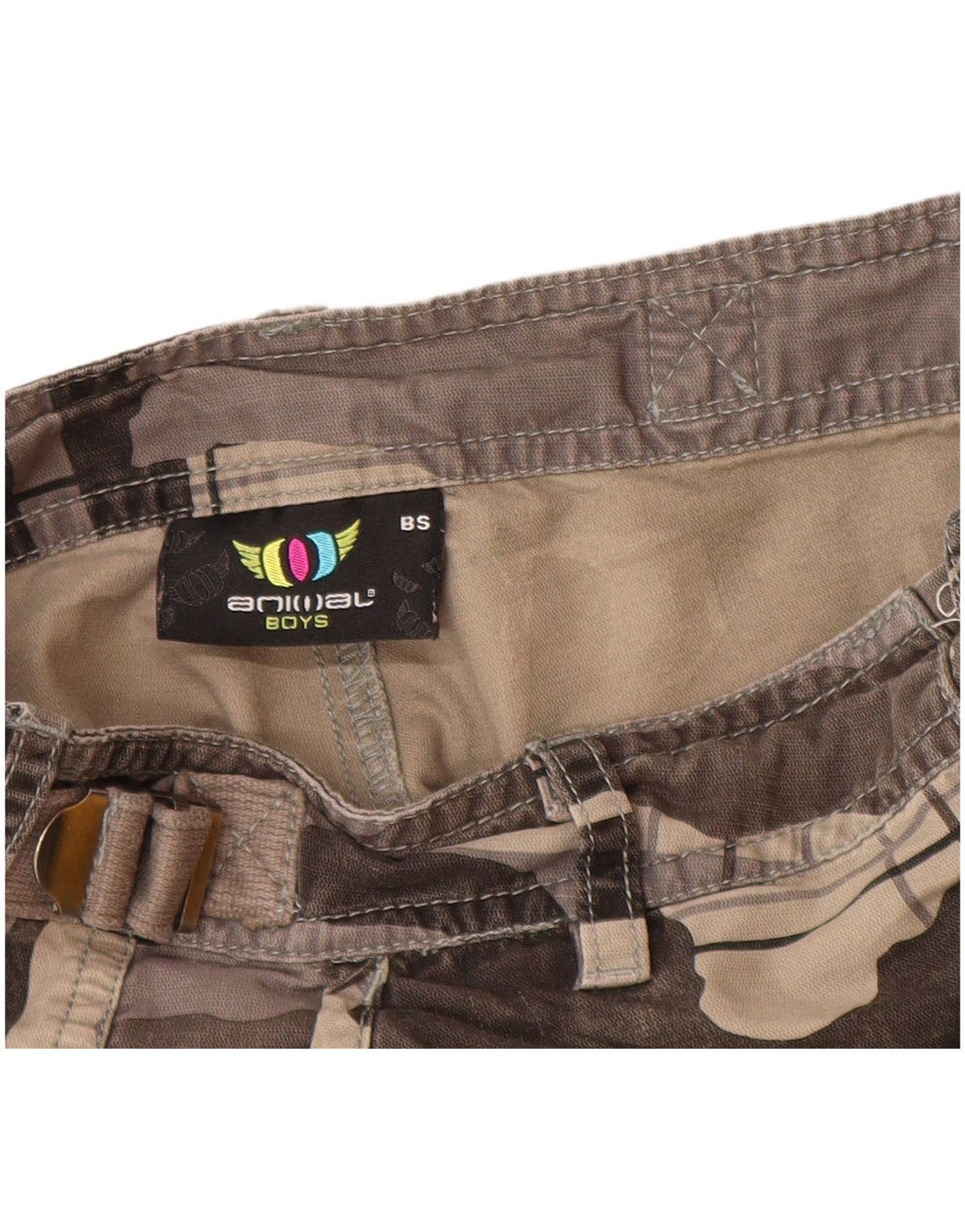 ANIMAL Cargo-Shorts für Jungen, 7–8 Jahre, W24, graue Camouflage-Baumwolle