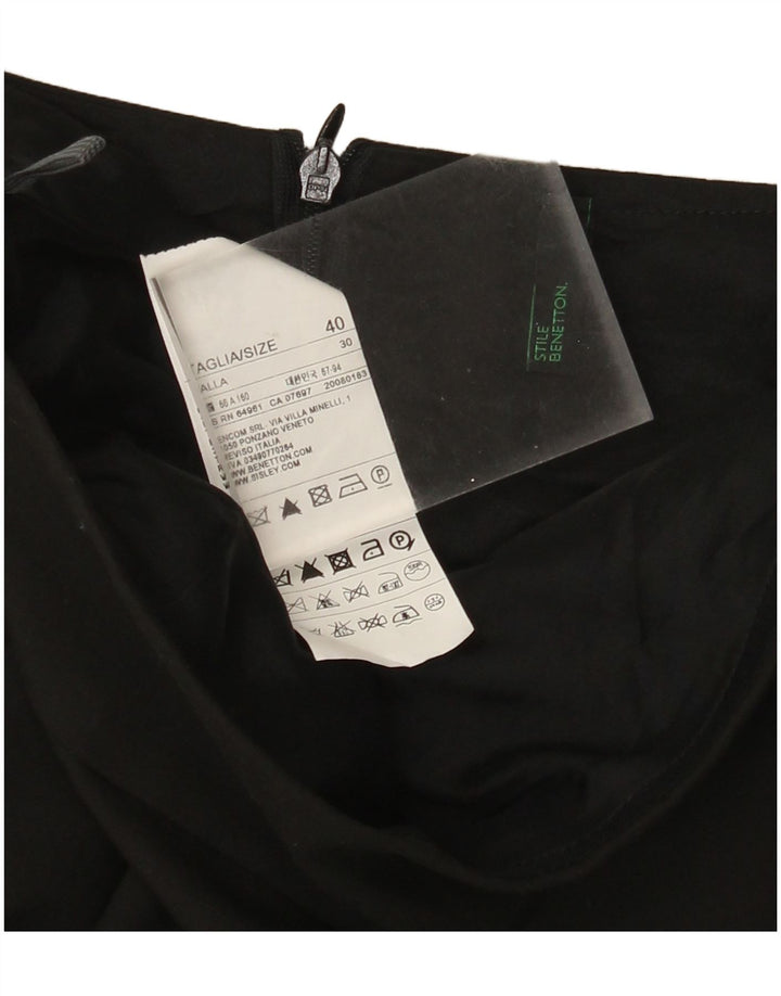 Benetton Damen gerader Rock IT 40 Small W30 Schwarz Polyester