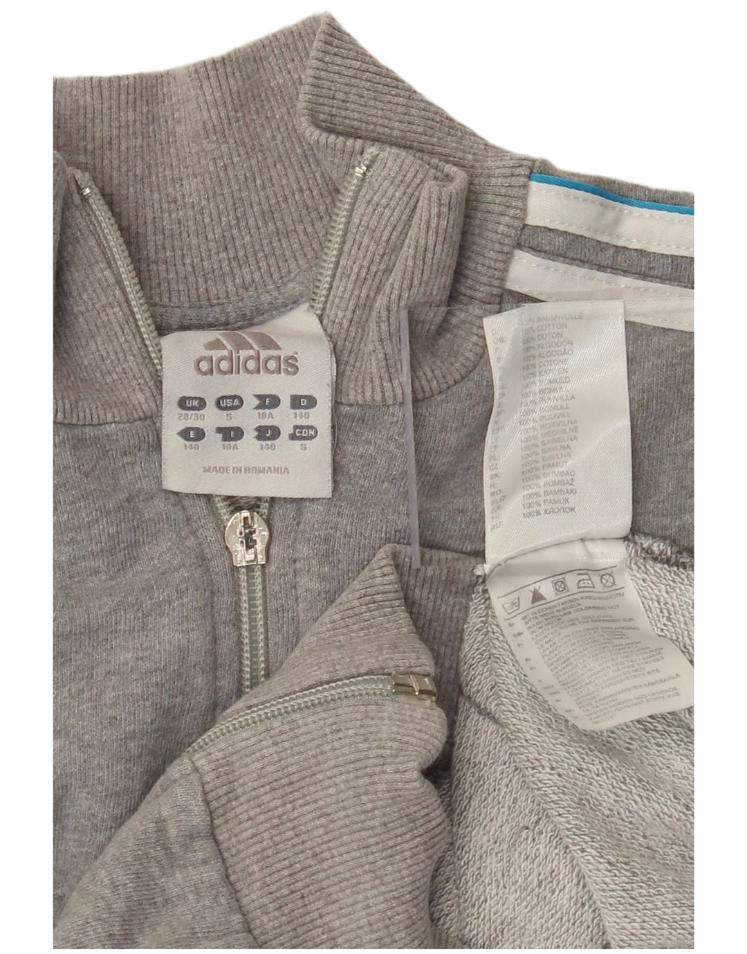 ADIDAS Boys Graphic Tracksuit Top Jacket 9-10 Years Grey Cotton