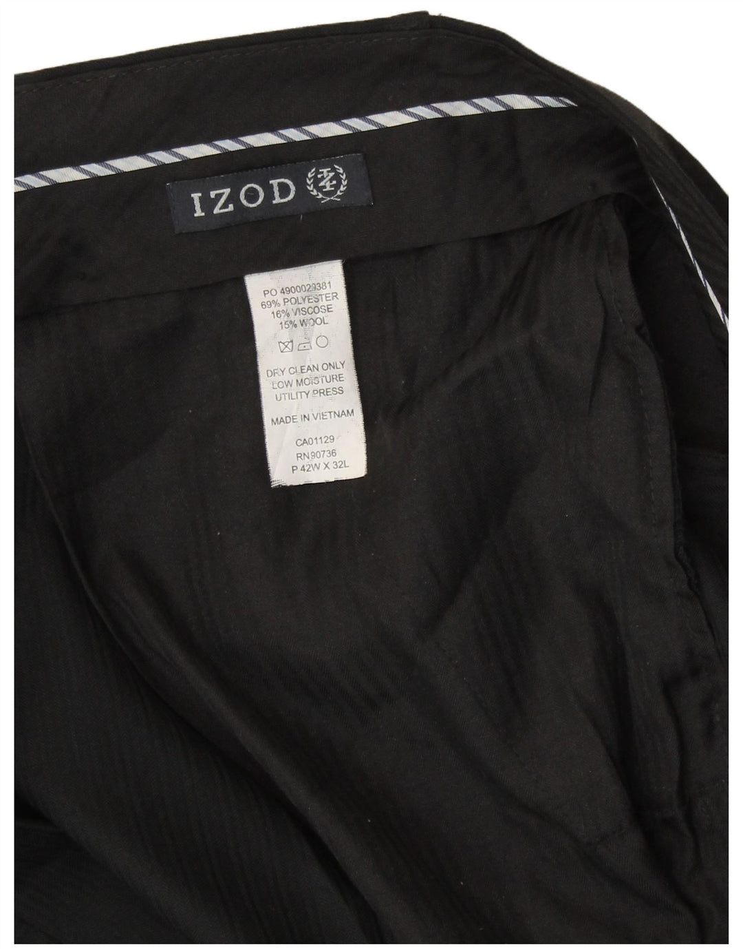 Izod Mens Pegged Suit Hose W42 L32 Schwarzes Polyester