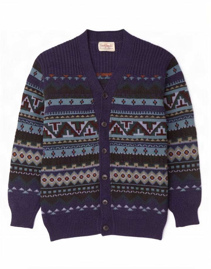 Setball Herren-Strickjacke, mittelgroß, marineblau, geometrisch