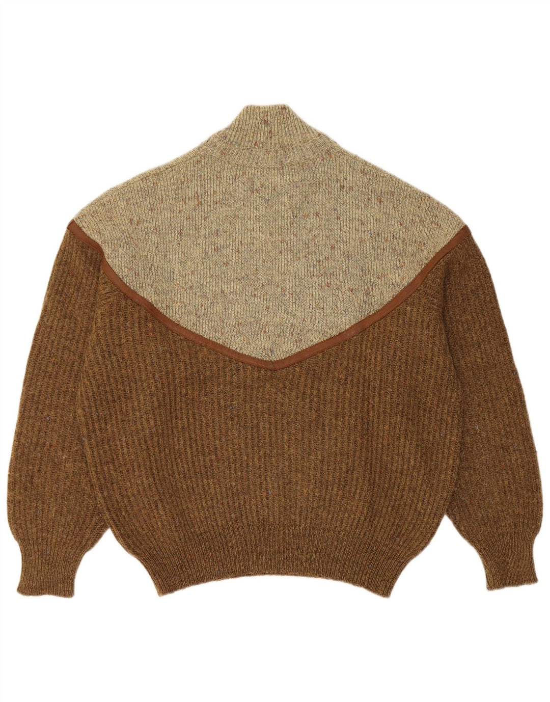 Vintage Herren-Pullover mit Rollkragen, groß, braun, Farbblock