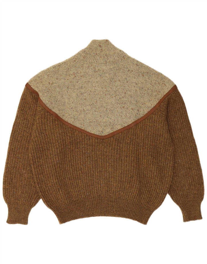 Vintage Herren-Pullover mit Rollkragen, groß, braun, Farbblock
