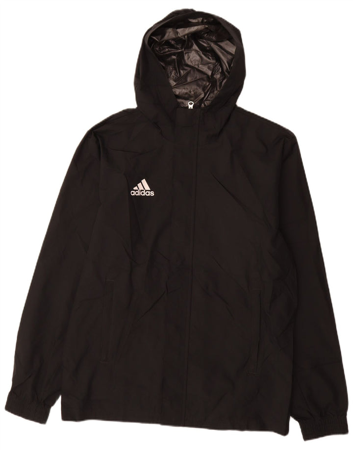 Adidas Herren Kapuzen-Regenjacke UK 36 Small Schwarz Polyester