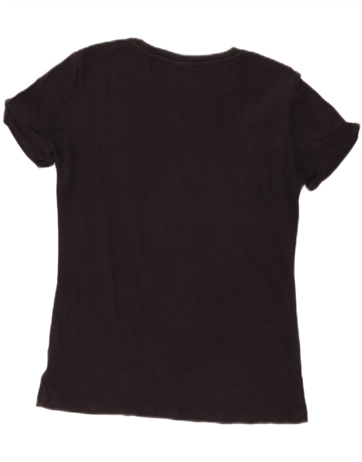 Champion Damen Grafik-T-Shirt-Oberteil UK 12 Medium Schwarz