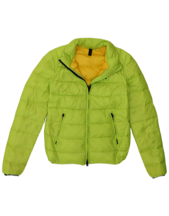 Blauer Damen Crop Wattierte Jacke UK 10 Small Grün Polyamid