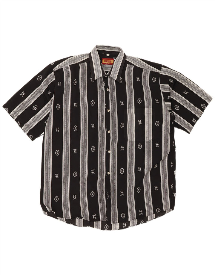 Cassera Herren Kurzarmhemd XL Schwarz Geometrisch Polyester