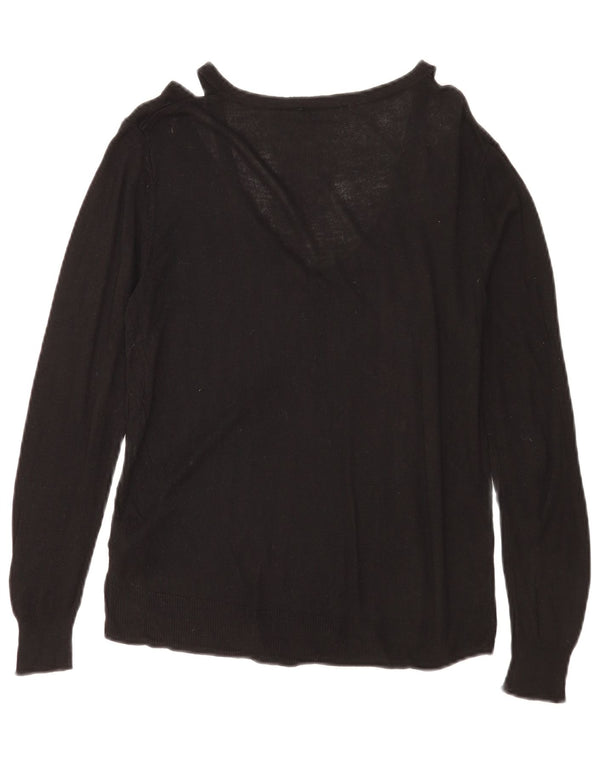 Zara Damen-Pullover mit V-Ausschnitt, Gr. 14, mittlere schwarze Viskose