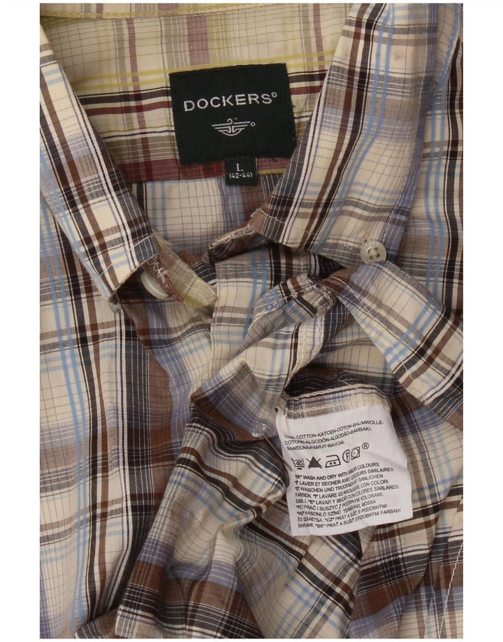 Dockers Herrenhemd, Größe 42/44, groß, braun kariert, Baumwolle