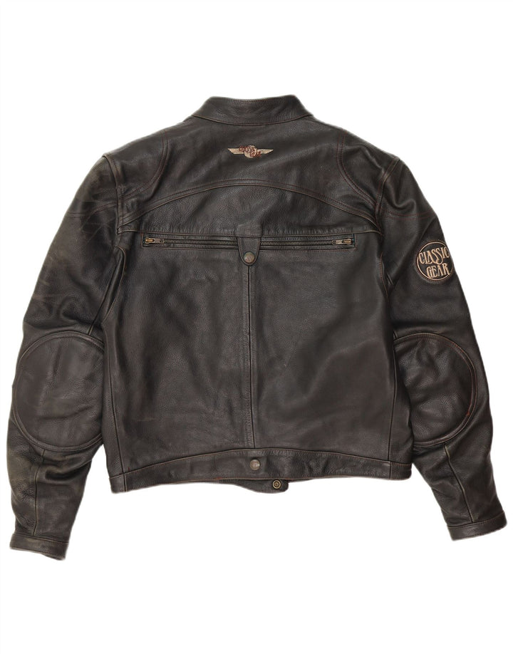 Classic Gear Herren-Leder-Racer-Jacke, UK 38, mittelschwarzes Leder