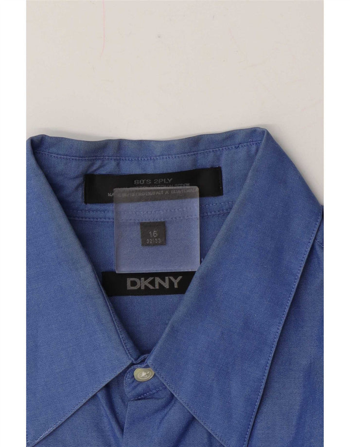 Dkny Herrenhemd, Größe 16, groß, blaue Baumwolle