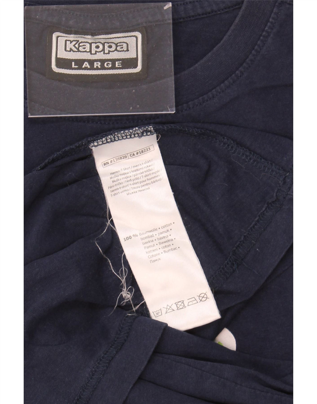 KAPPA Mens Graphic T-Shirt Top Large Navy Blue Cotton