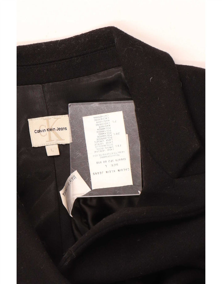 Calvin Klein Jeans Damen Mantel UK 14 Große schwarze Wolle