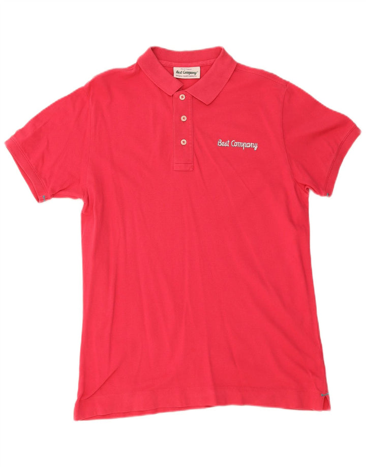 BEST COMPANY Mens Polo Shirt Medium Pink Cotton