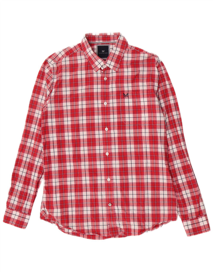 Crew Clothing Herren-Hemd, schmal geschnitten, groß, rot kariert, Baumwolle
