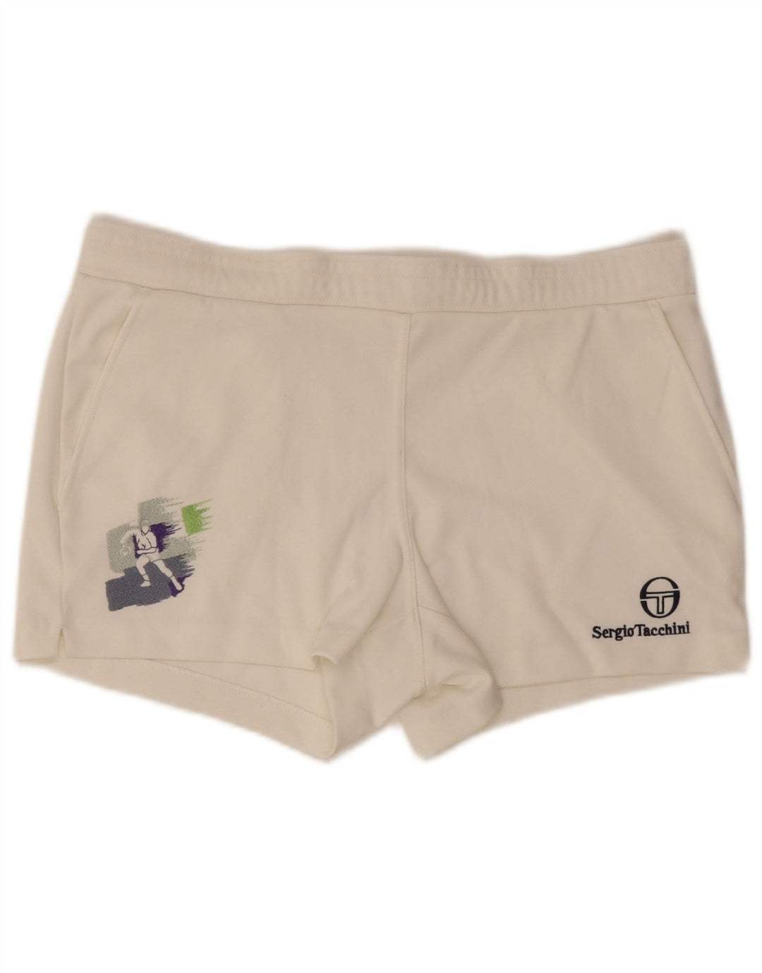 Sergio Tacchini Herren Graphic Sport Shorts EU 48 Mittelweißes Polyester