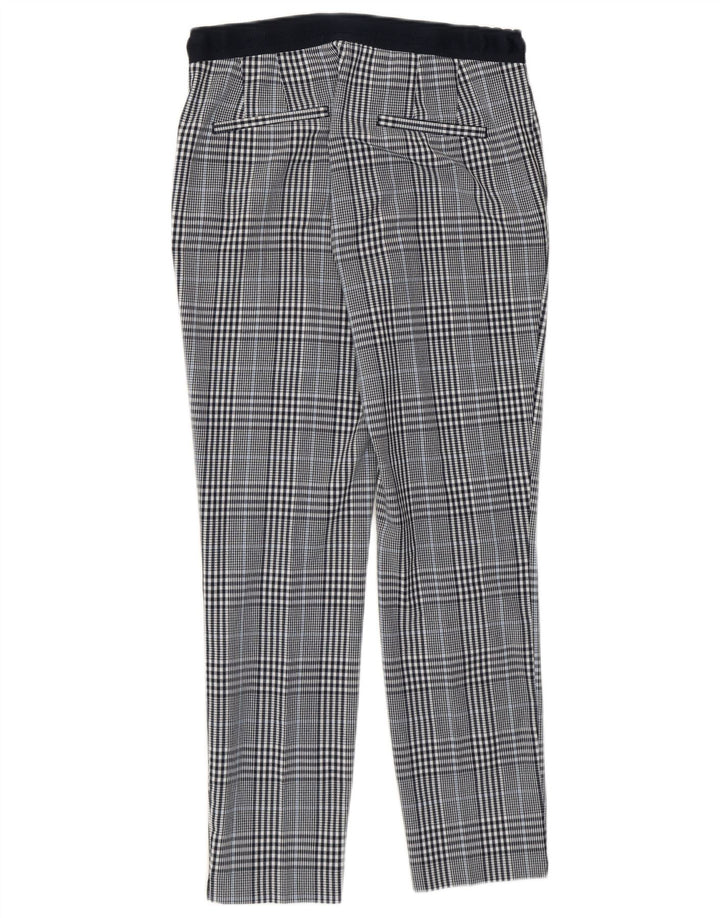 Schmale, verkürzte Damenhose von Zara, Größe S, W26, L26, Marineblau, kariert, Polyester