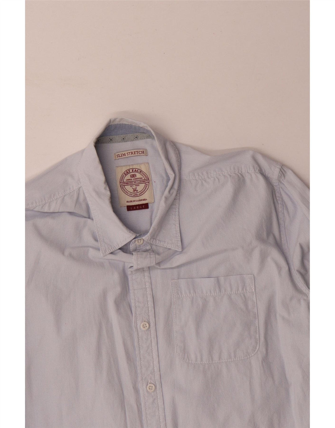 FAT FACE Slim-Hemd für Herren, groß, blau, Nadelstreifen