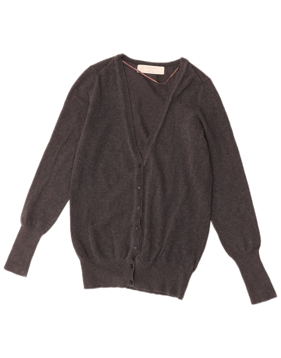 Zara Damen-Cardigan-Pullover UK 12 Mittelgraue Baumwolle