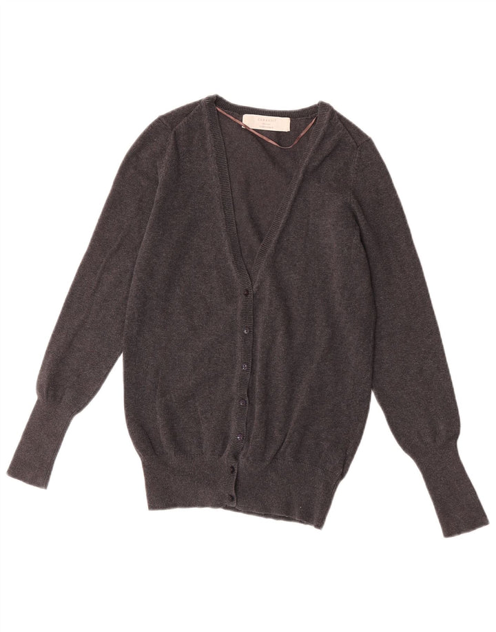 Zara Damen-Cardigan-Pullover UK 12 Mittelgraue Baumwolle