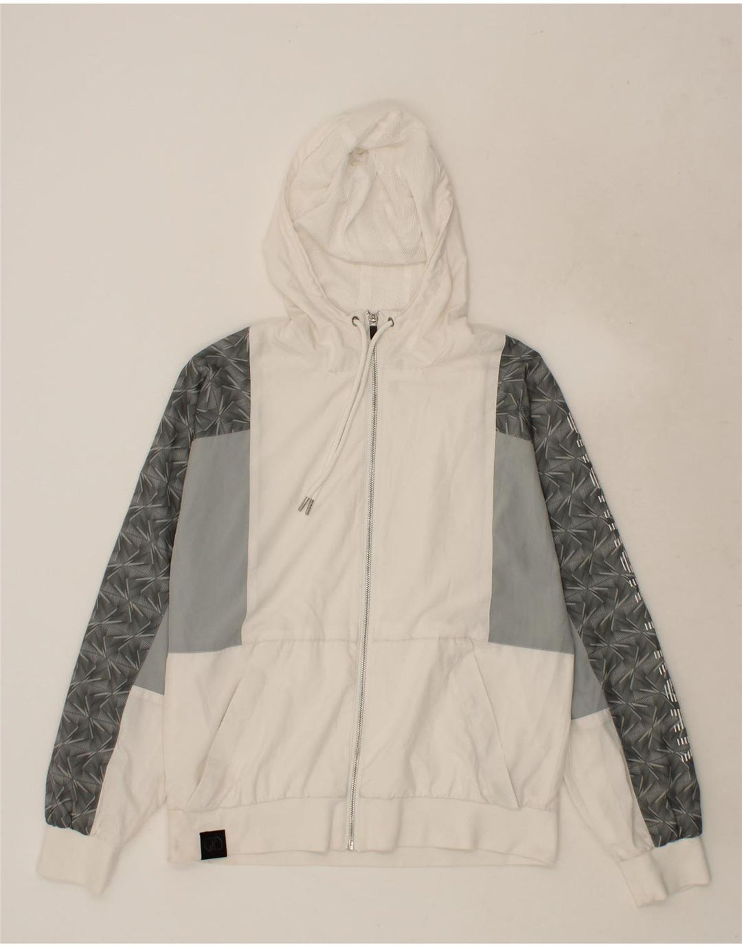 SNEAKER FREAK  Mens Hooded Rain Jacket UK 38 Medium White Colourblock Vintage Sneaker Freak and Second-Hand Sneaker Freak from Messina Hembry 