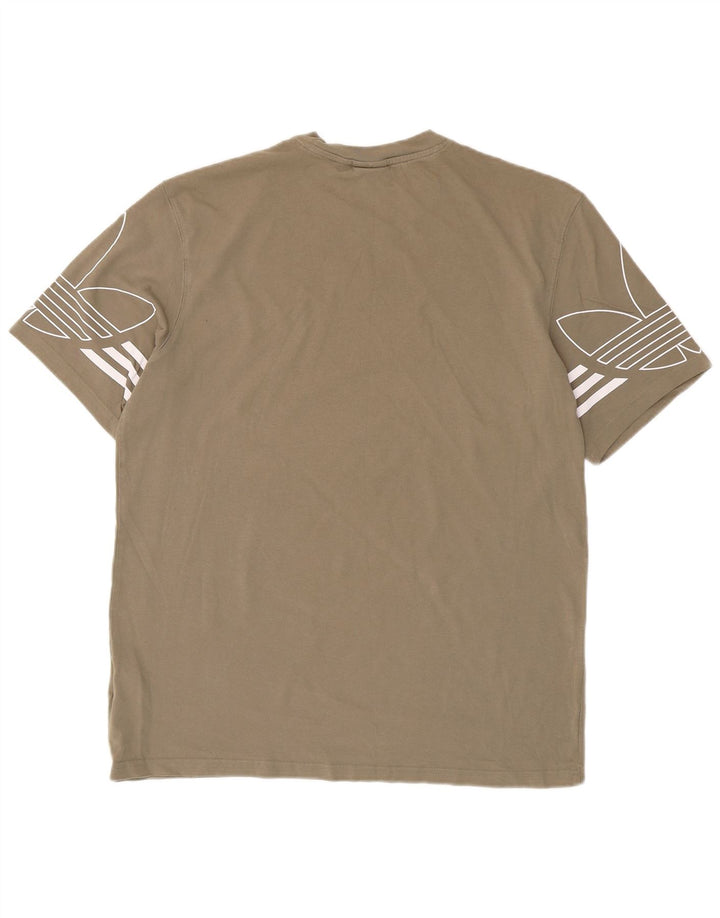 Adidas Herren Grafik-T-Shirt-Oberteil aus mittlerer Khaki-Baumwolle