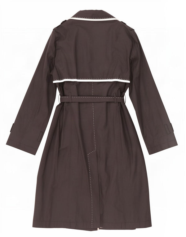 Luisa Spagnoli Damen Trenchcoat IT 48 XL Marineblau Colourblock Baumwolle