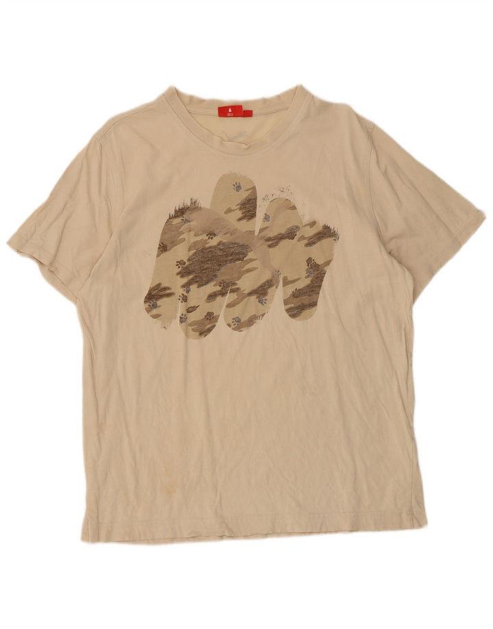 Puma Herren Grafik T-Shirt Top Large Beige
