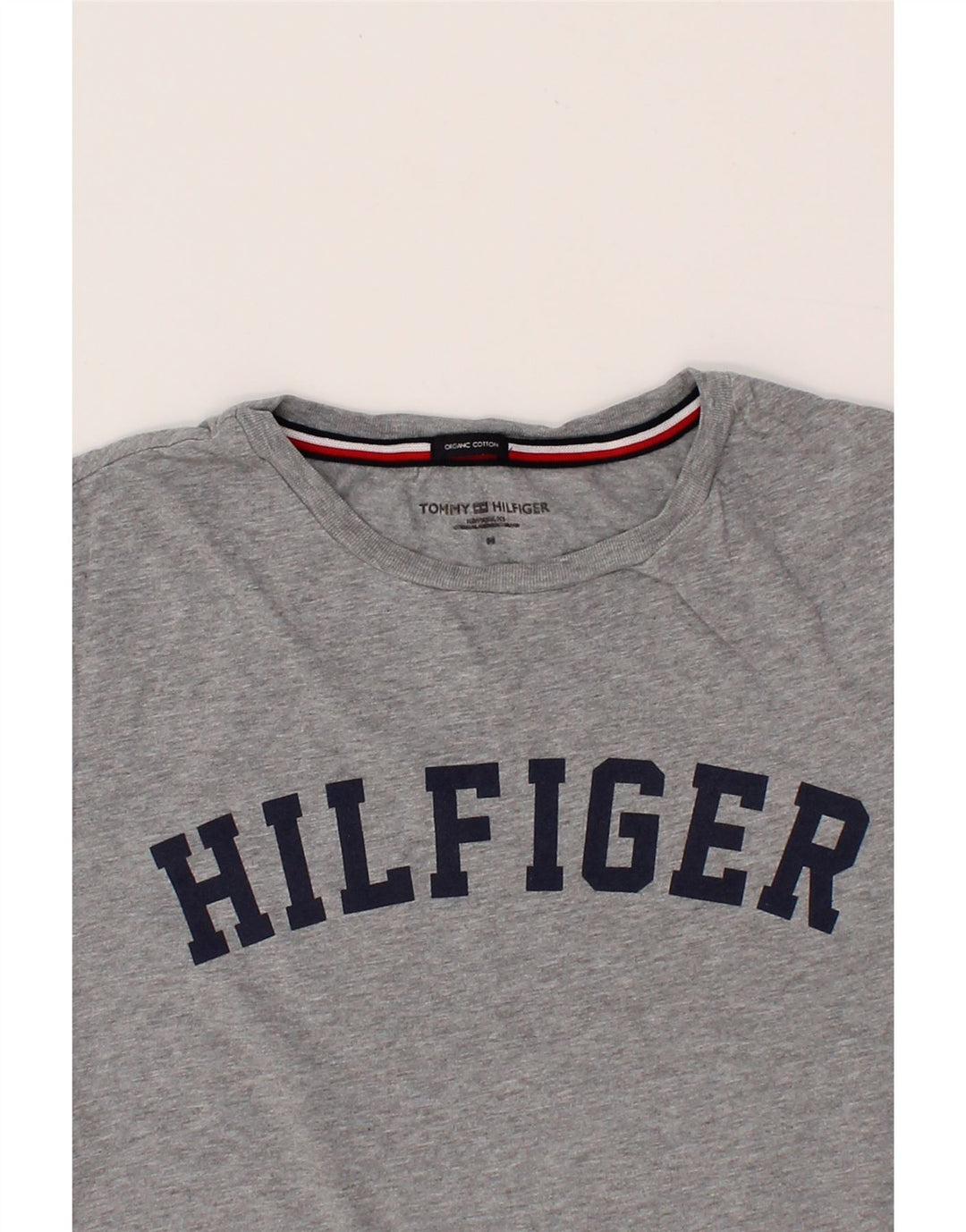 TOMMY HILFIGER Herren Grafik-T-Shirt-Oberteil aus mittelgrauer Baumwolle