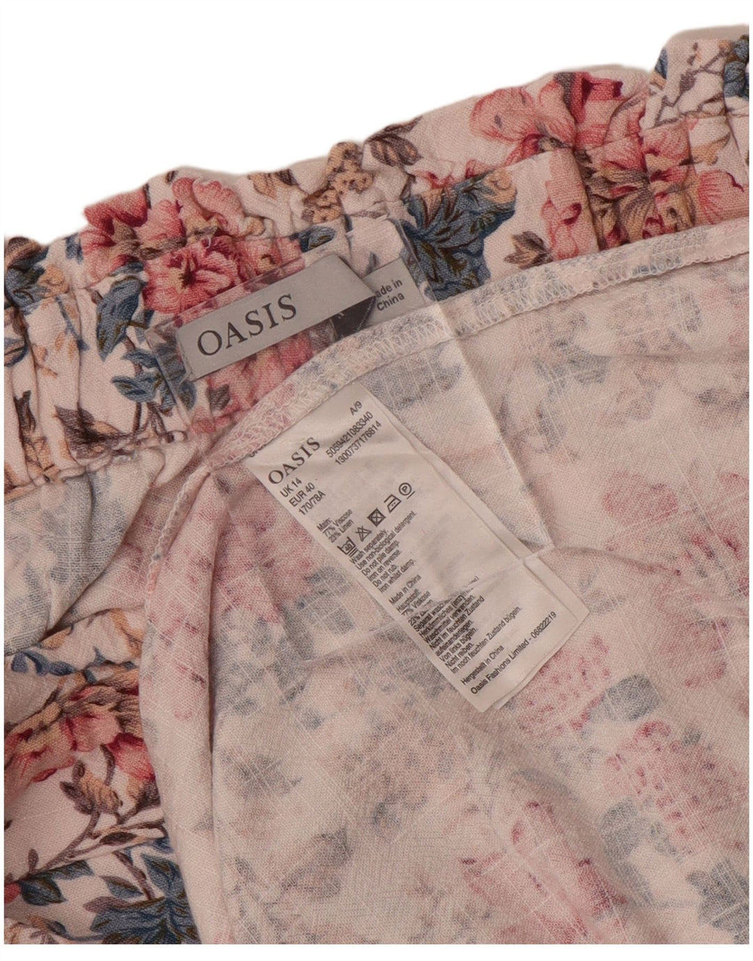 Oasis Damen Midirock UK 14 Medium W30 Mehrfarbige Viskose mit Blumenmuster