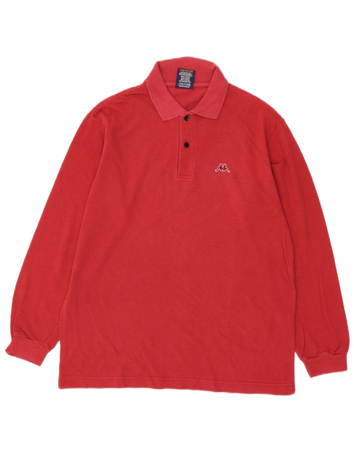 Kappa Herren-Langarm-Poloshirt aus mittelroter Baumwolle