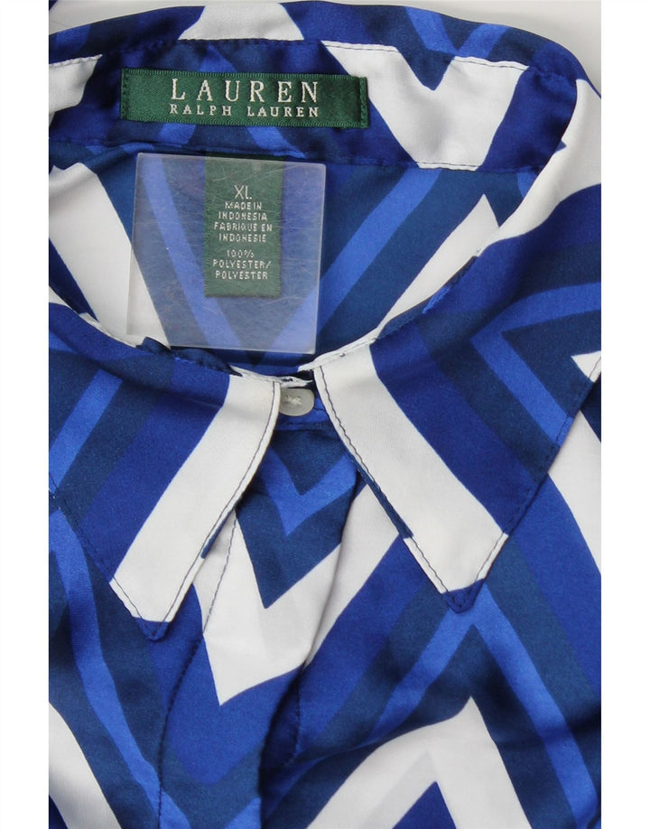 Ralph Lauren Damen-Hemdbluse, UK 18, XL, blaues Chevron-Polyester