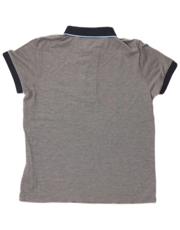 Hugo Boss Herren-Poloshirt aus mittelgrauer Colourblock-Baumwolle