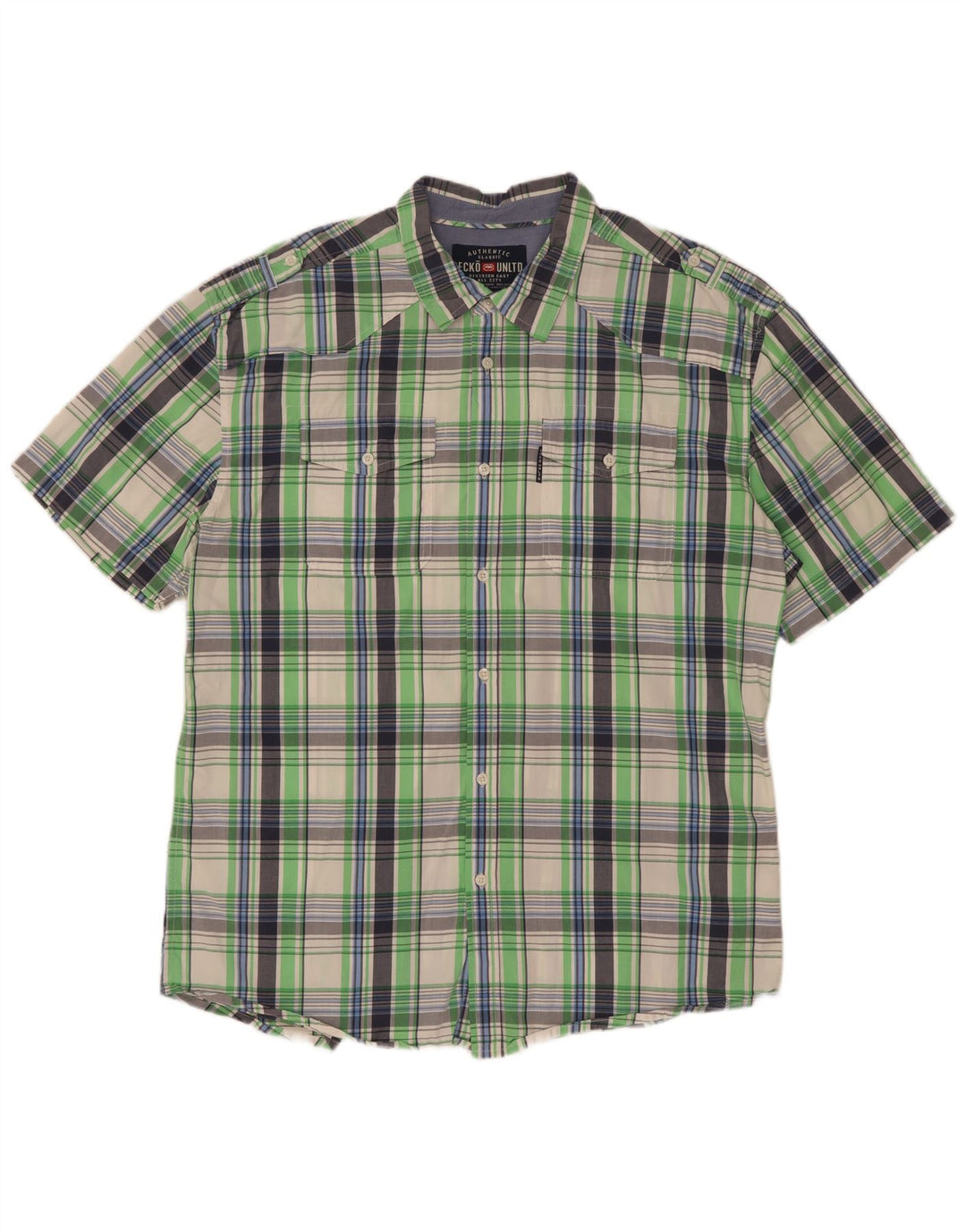 Ecko Unlimited Herren Kurzarmhemd 2XL grün kariert Baumwolle