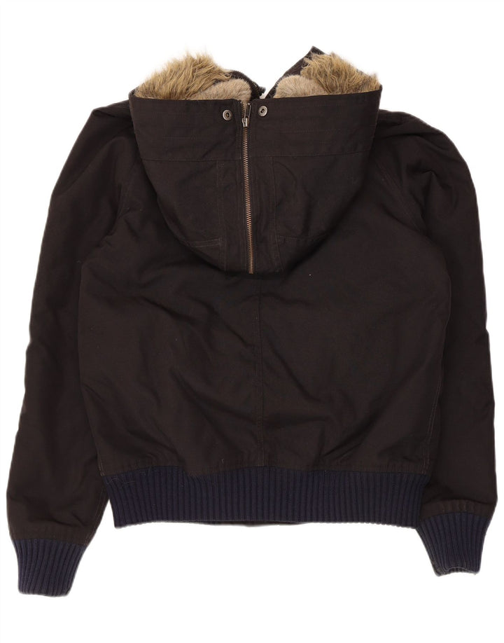 Woolrich Damen Bomberjacke mit Kapuze, gepolstert, UK 14, Größe L, aus schwarzem Nylon