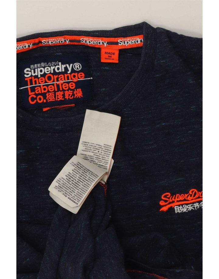 Superdry Herren-T-Shirt-Oberteil, klein, marineblau gesprenkelte Baumwolle