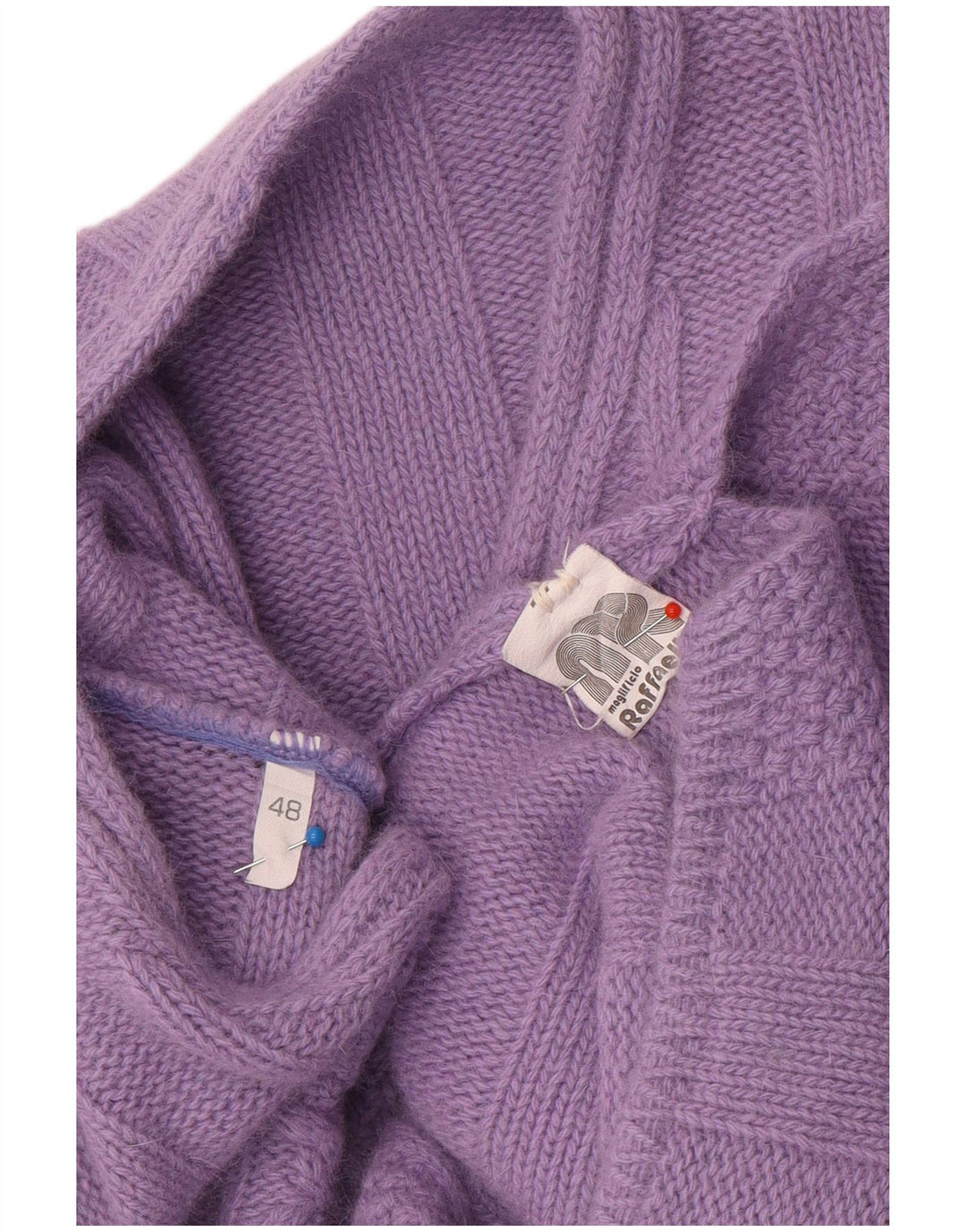 Raffaello Damen Pullover mit V-Ausschnitt IT 48 XL Lila Wolle