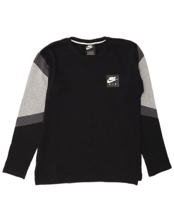 Nike Langarmshirt für Jungen, 12–13 Jahre, Größe L, Schwarz, Colourblock-Baumwolle