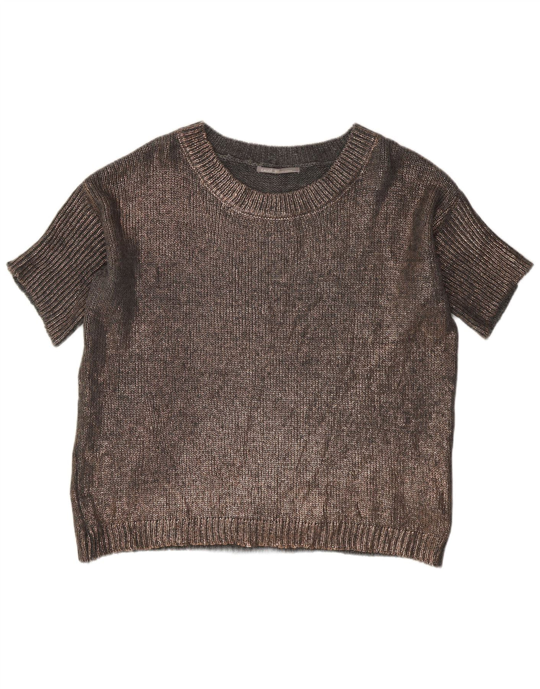 Gaudi Damen-Pullover mit kurzen Ärmeln und Rundhalsausschnitt, Gr. 14, Grau