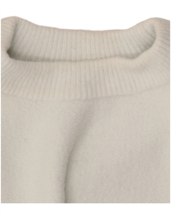 Zara Damen Crop Crew Neck Pullover Pullover UK 12 Medium White Nylon