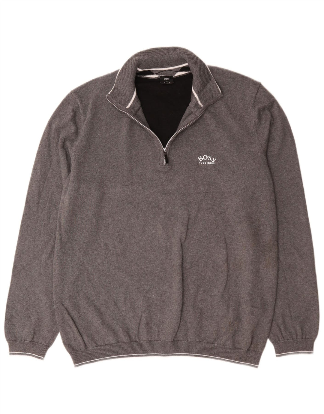 Hugo Boss Herren-Sweatshirt mit Reißverschluss, XL, graue Baumwolle