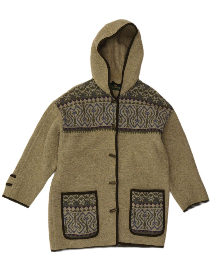 GIESSWEIN Damen-Strickjacke mit Kapuze, UK 14, Größe L, Grün, Fair Isle