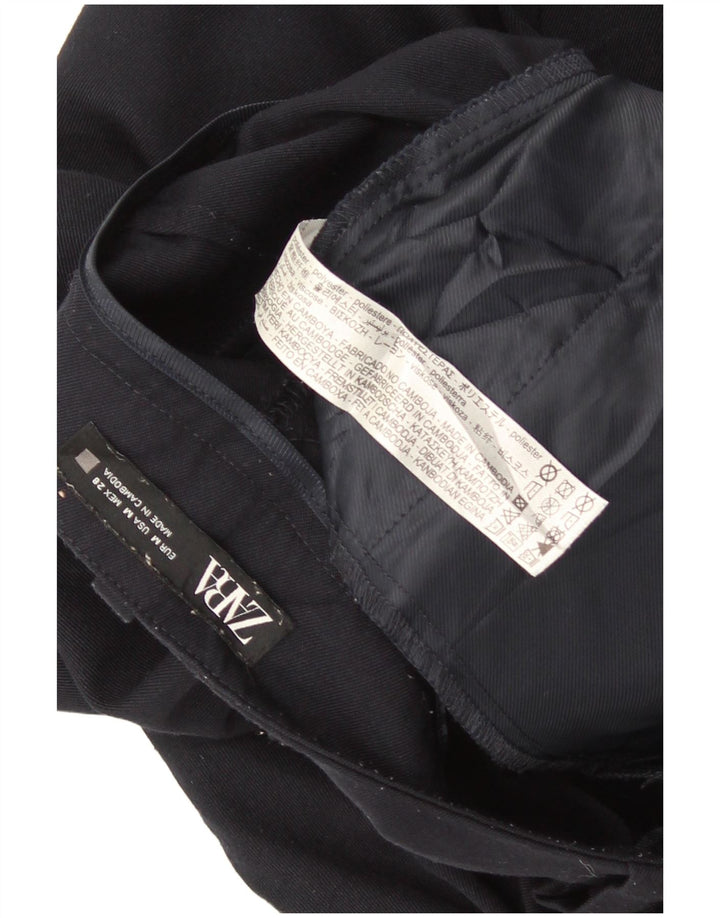 Gerade geschnittene Damenhose von Zara, mittelgroß, W28, L25, marineblaues Polyester
