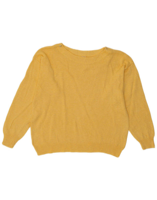 Vintage Damen Pullover mit U-Boot-Ausschnitt, UK 14, Mittelgelb